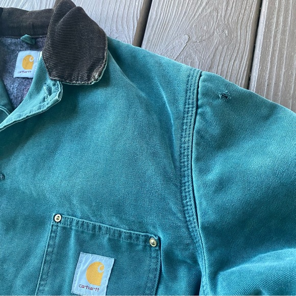 Vtg 90s Carhartt CB1043 Detroit Jacket Chore Coat Blanket Lined Distressed M - Picture 8 of 16